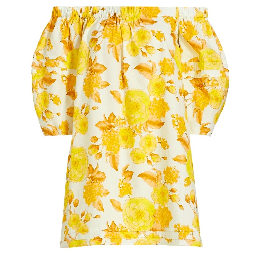BA&SH Yellow Floral Off-The-Shoulder Minidress Size 0